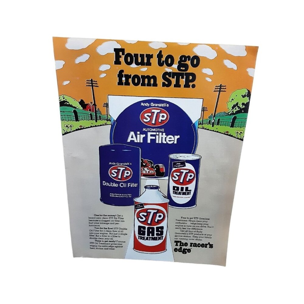 1973 STP Racers Edge Filter Oil Original Print Ad Vintage